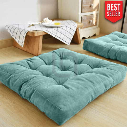 Square-Shape-Velvet-Floor-Cushions-Lake Blue