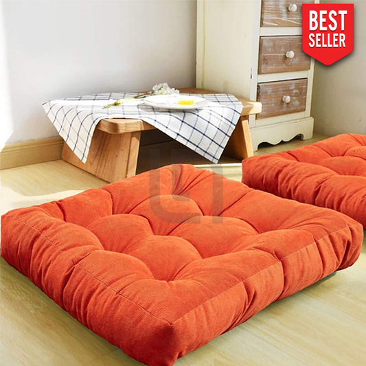 Square Shape Velvet Floor Cushions – Orange
