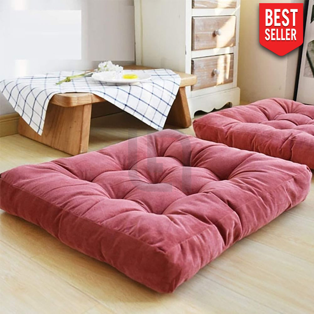 Square Shape Velvet Floor Cushions – Pink