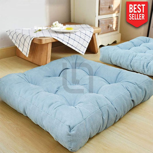 Square Shape Velvet Floor Cushions – Sky Blue