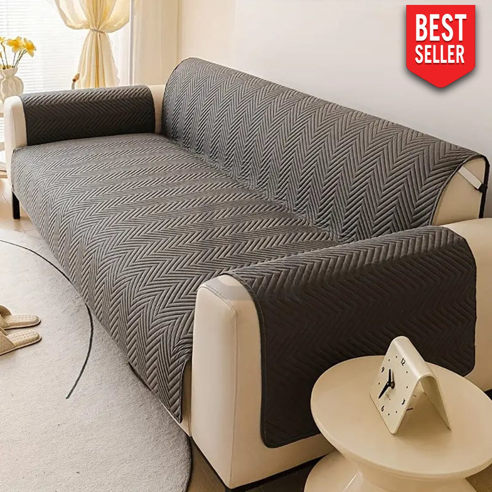 Premium Ultrasonic Quilted Sofa Cover - Grey