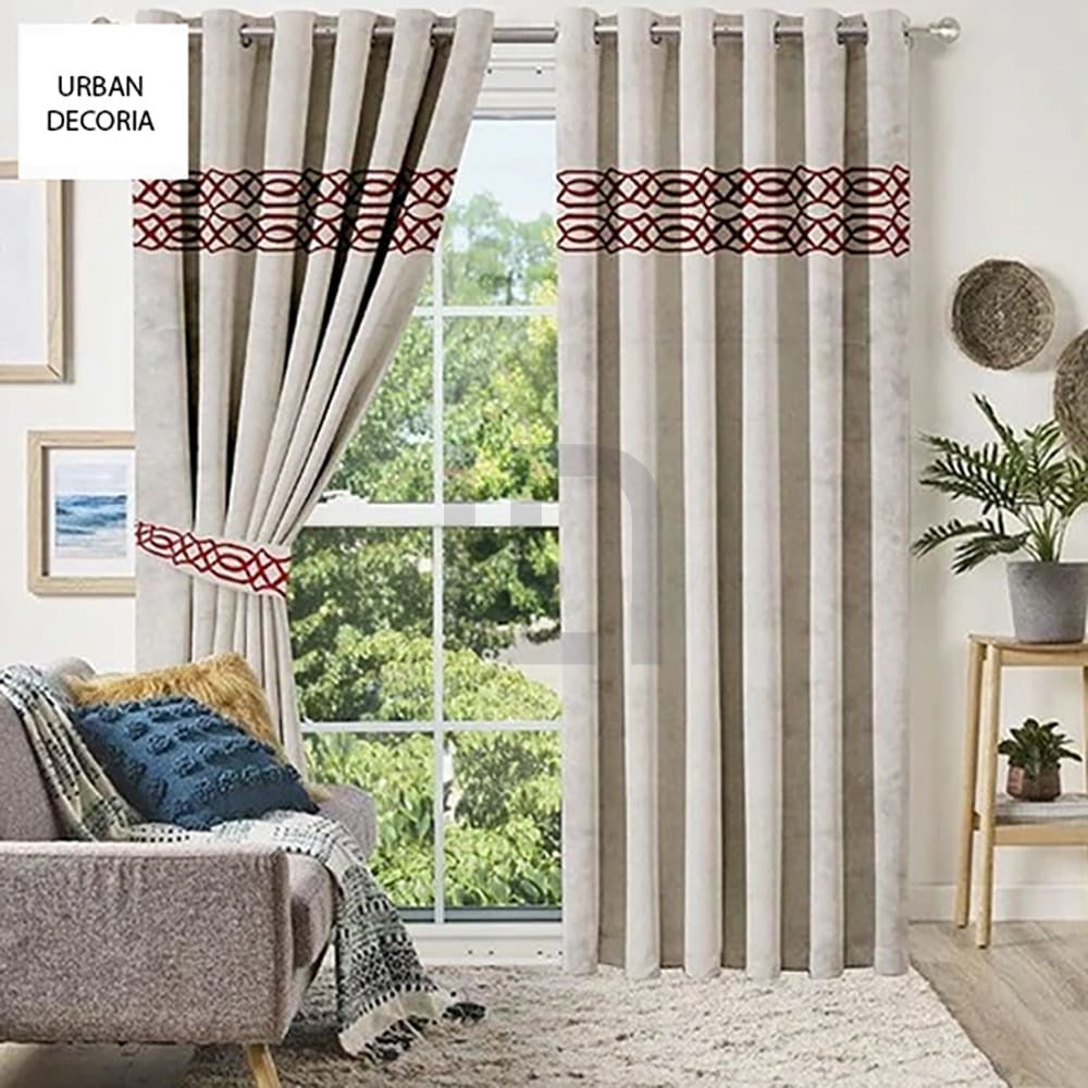 Premium Velvet Curtain Panels - Beige
