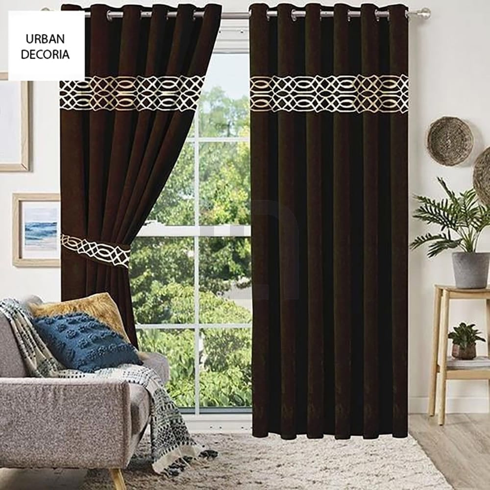 Premium Velvet Curtain Panels - Brown