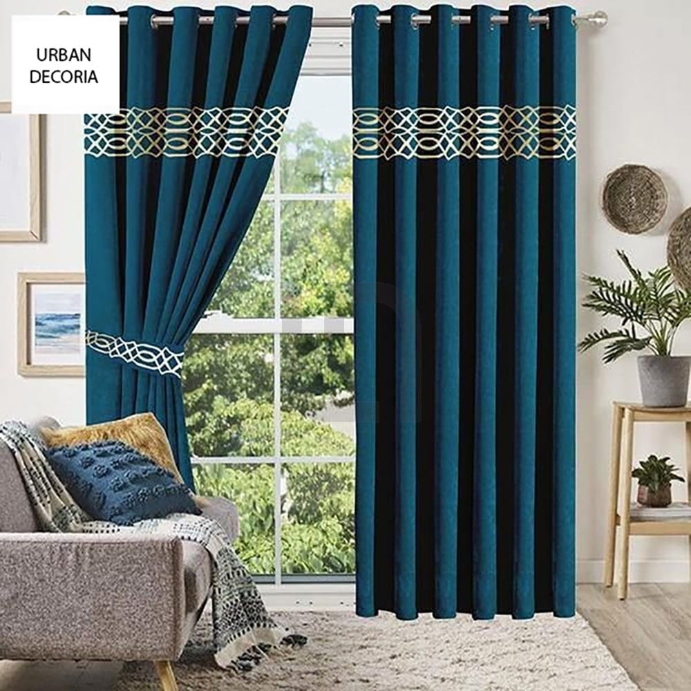 Premium Velvet Curtain Panels - Dark Cyan
