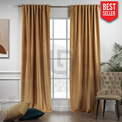 velvet curtains apricot gold