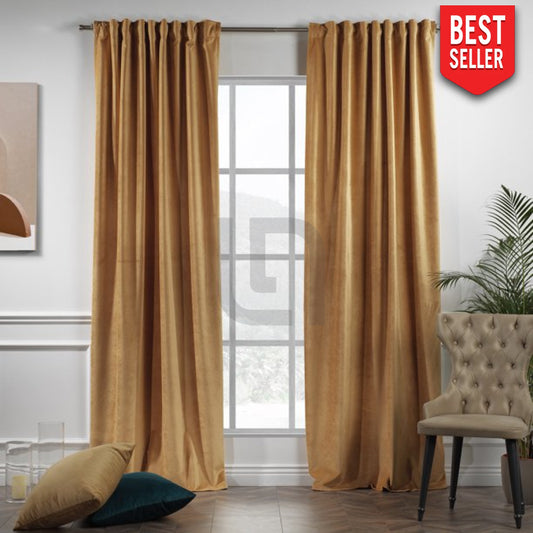 velvet curtains apricot gold