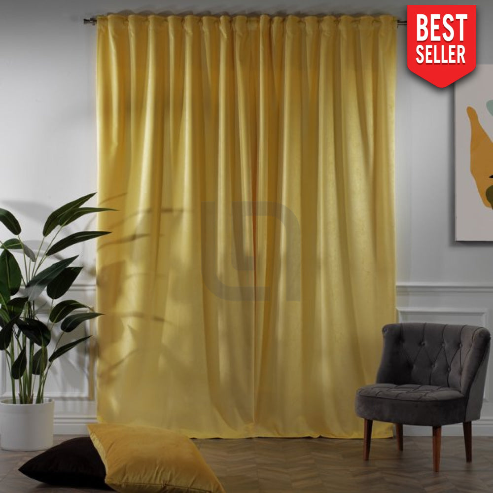 velvet curtains - banana