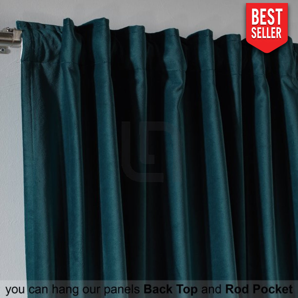 bluish cyan velvet curtain