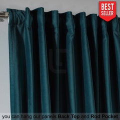 bluish cyan velvet curtain