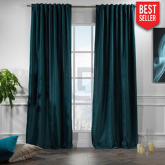 velvet curtains bluish cyan