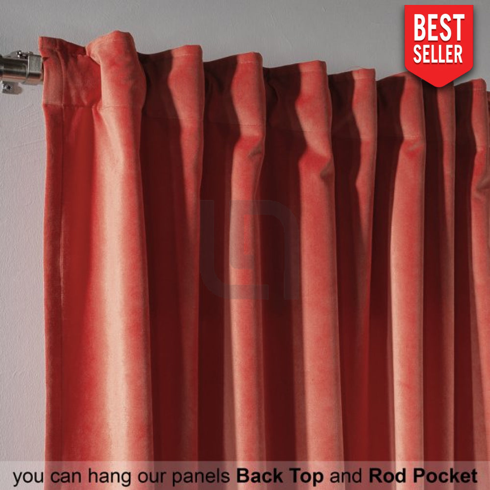 coral velvet curtains