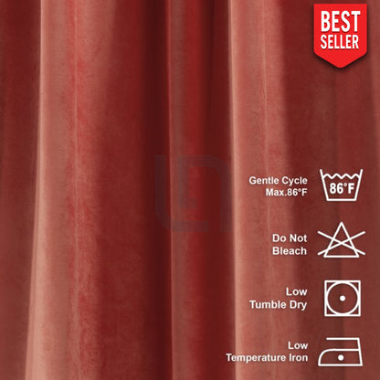 coral velvet curtain