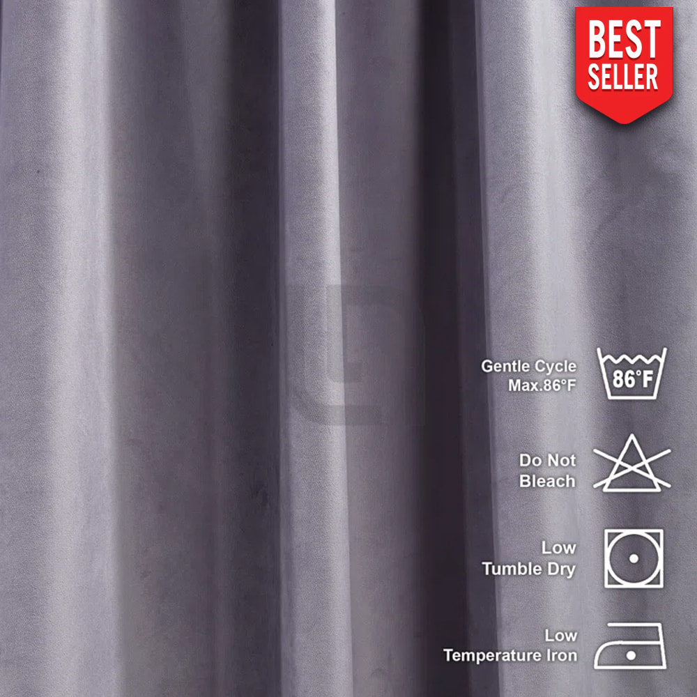 velvet curtain - heather