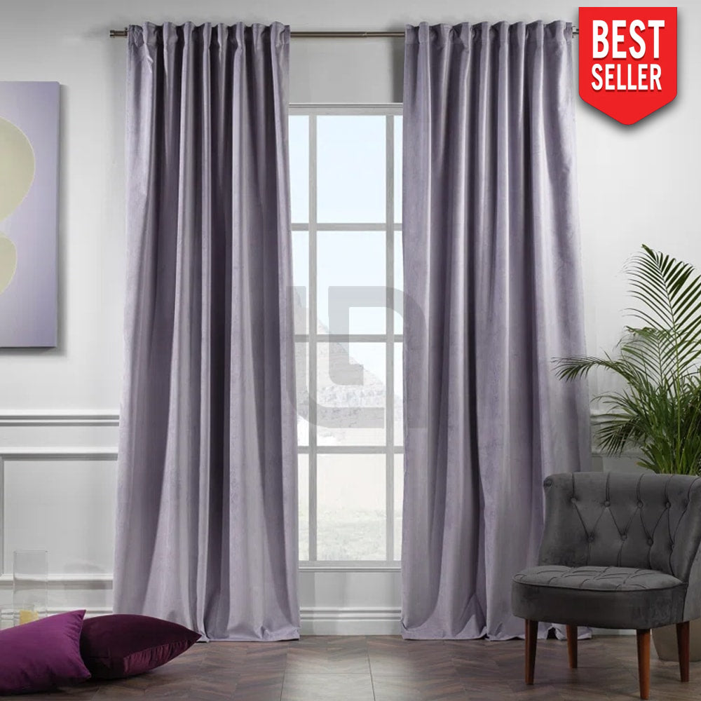 velvet curtains - heather purple