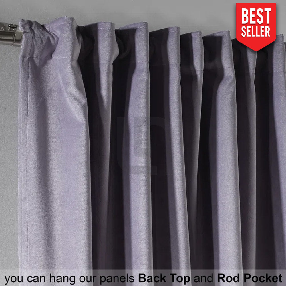 velvet curtains - heather purple color