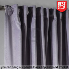 velvet curtains - heather purple color