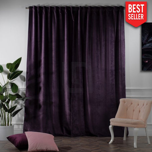velvet curtains - magenta