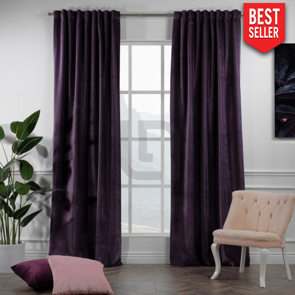 velvet curtains magenta