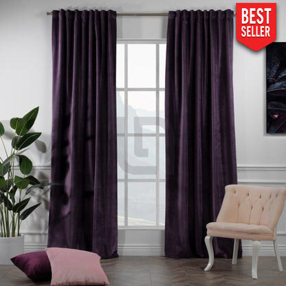 velvet curtains magenta