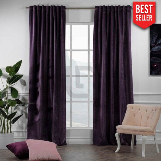 velvet curtains magenta