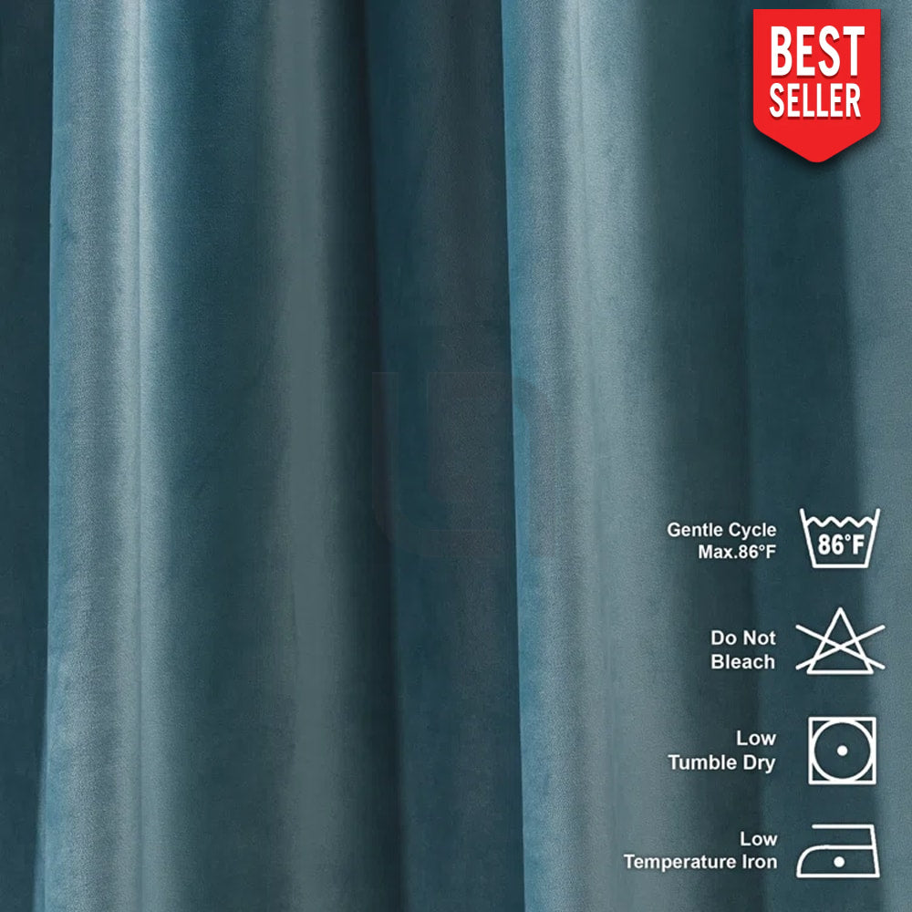 velvet curtain - maya blue