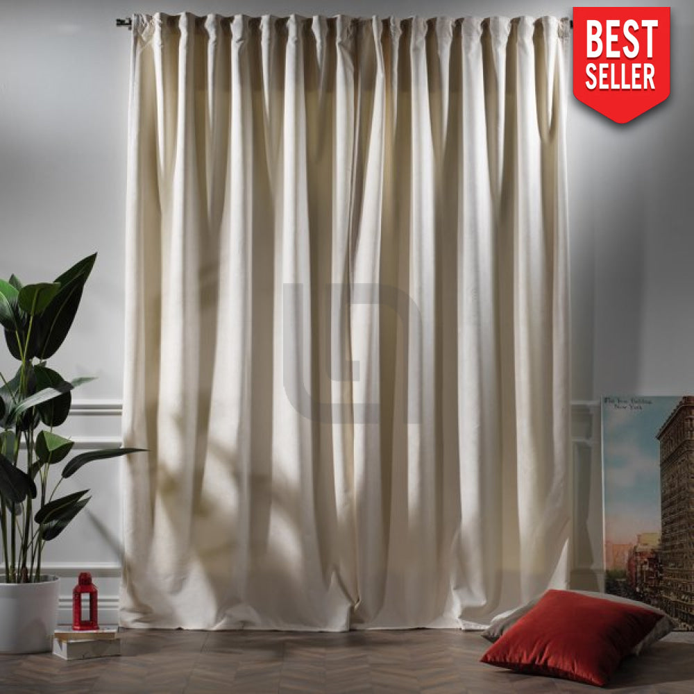 velvet curtains - off white