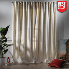 velvet curtains - off white