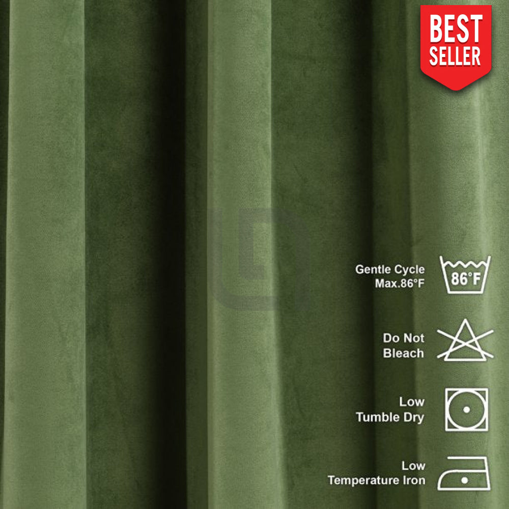 olive green velvet curtains