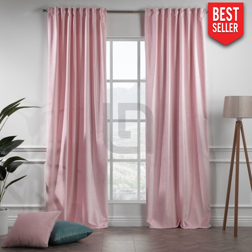 velvet curtains pink