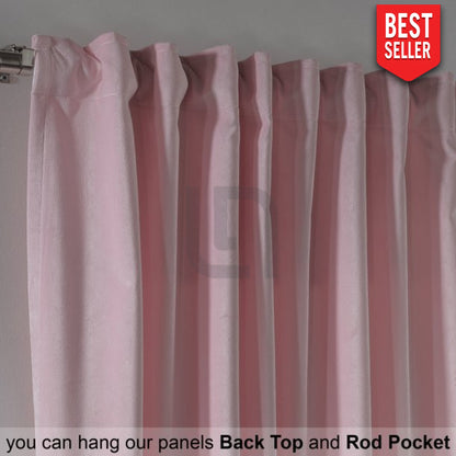 pink velvet curtains