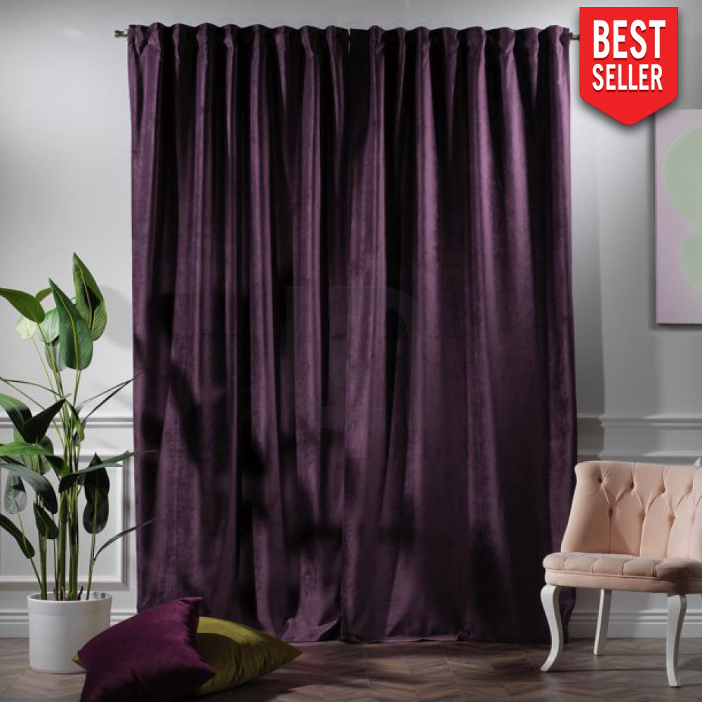 velvet curtains - purple