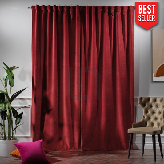 velvet curtains - scarlet