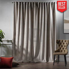 velvet curtains - seashell