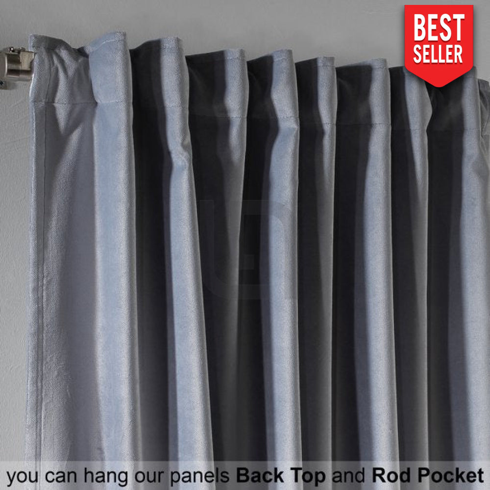 Premium Velvet Curtain Panels For Office & Home - Silver