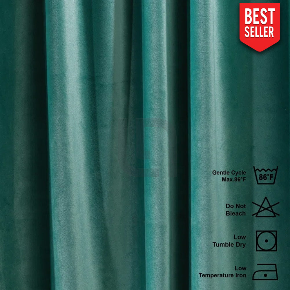 velvet curtains - teal blush