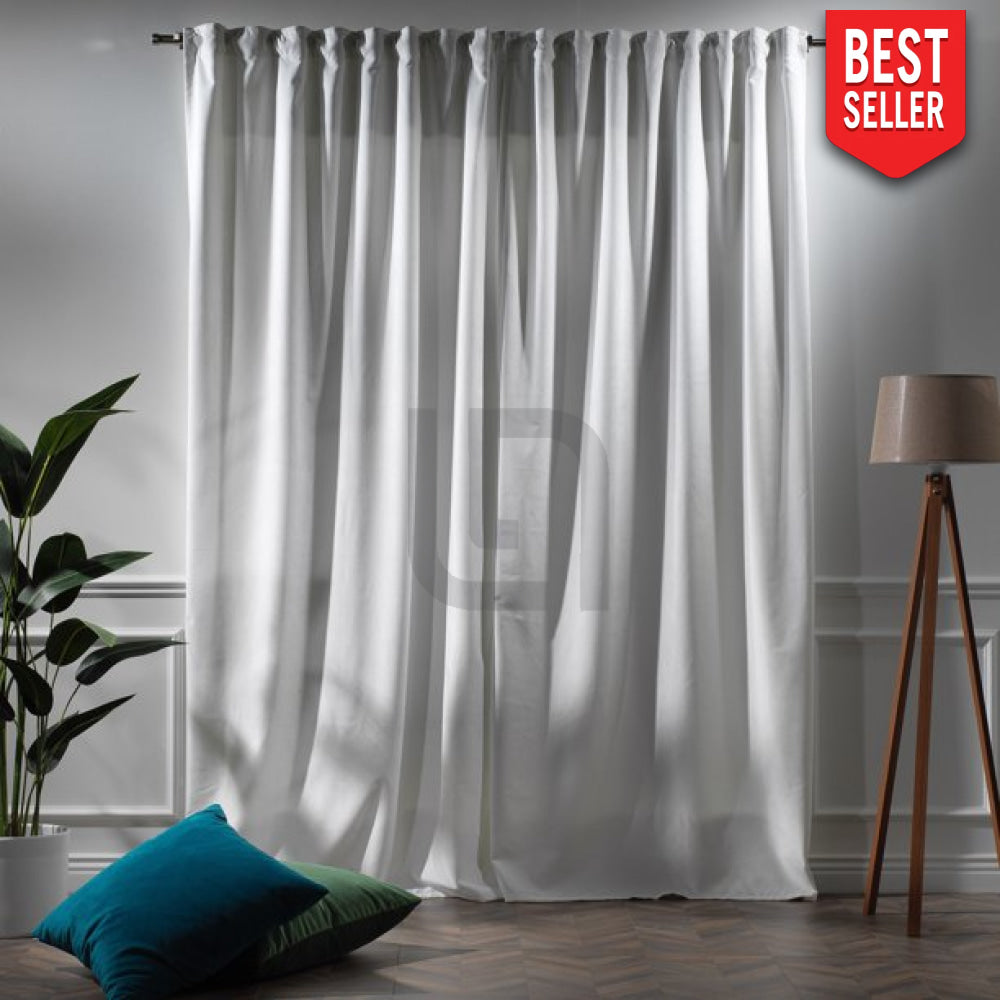 velvet curtains - white