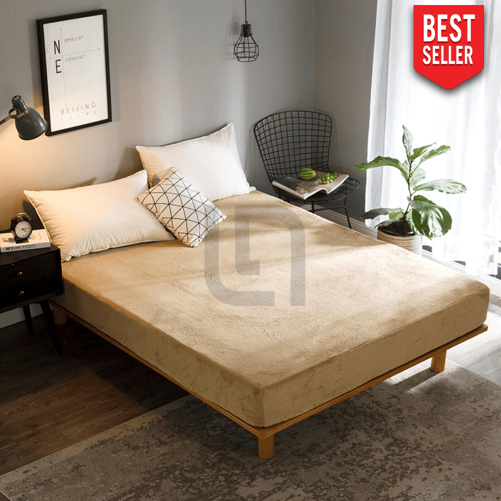 velvet fitted sheet - beige