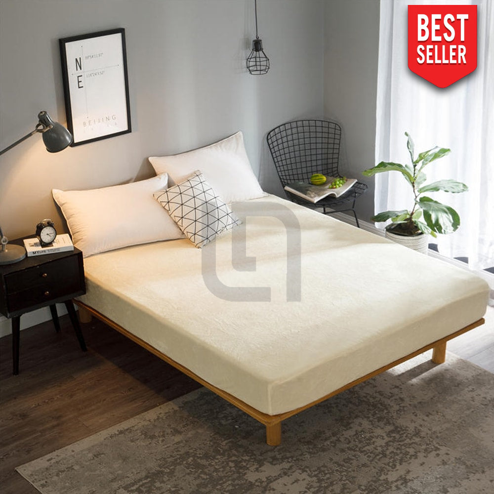 velvet fitted bed sheet - warm coral