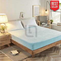 velvet fitted sheet - sky blue