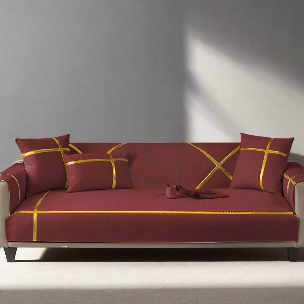 Velvet Sofa cover maroon