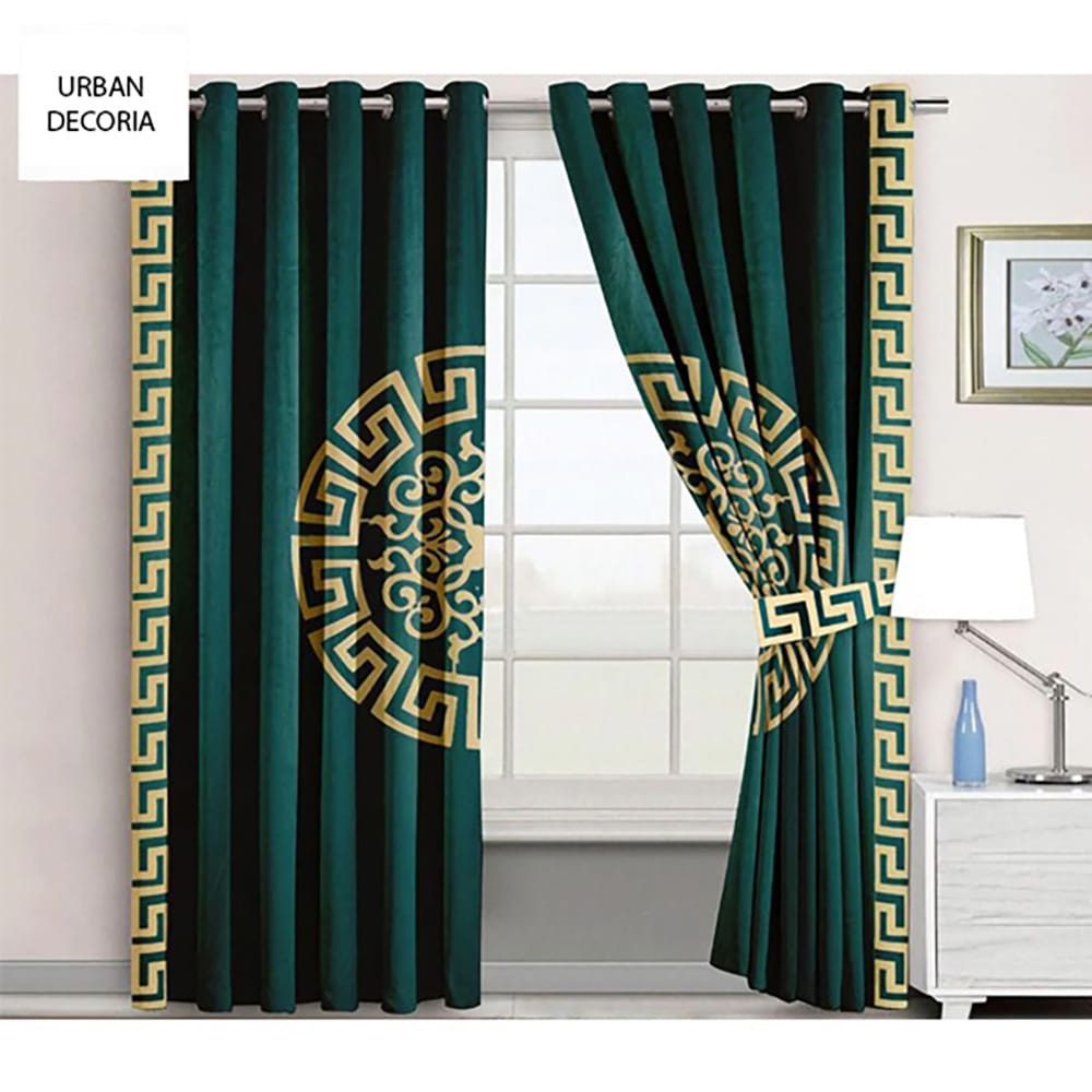 velvet curtain - green