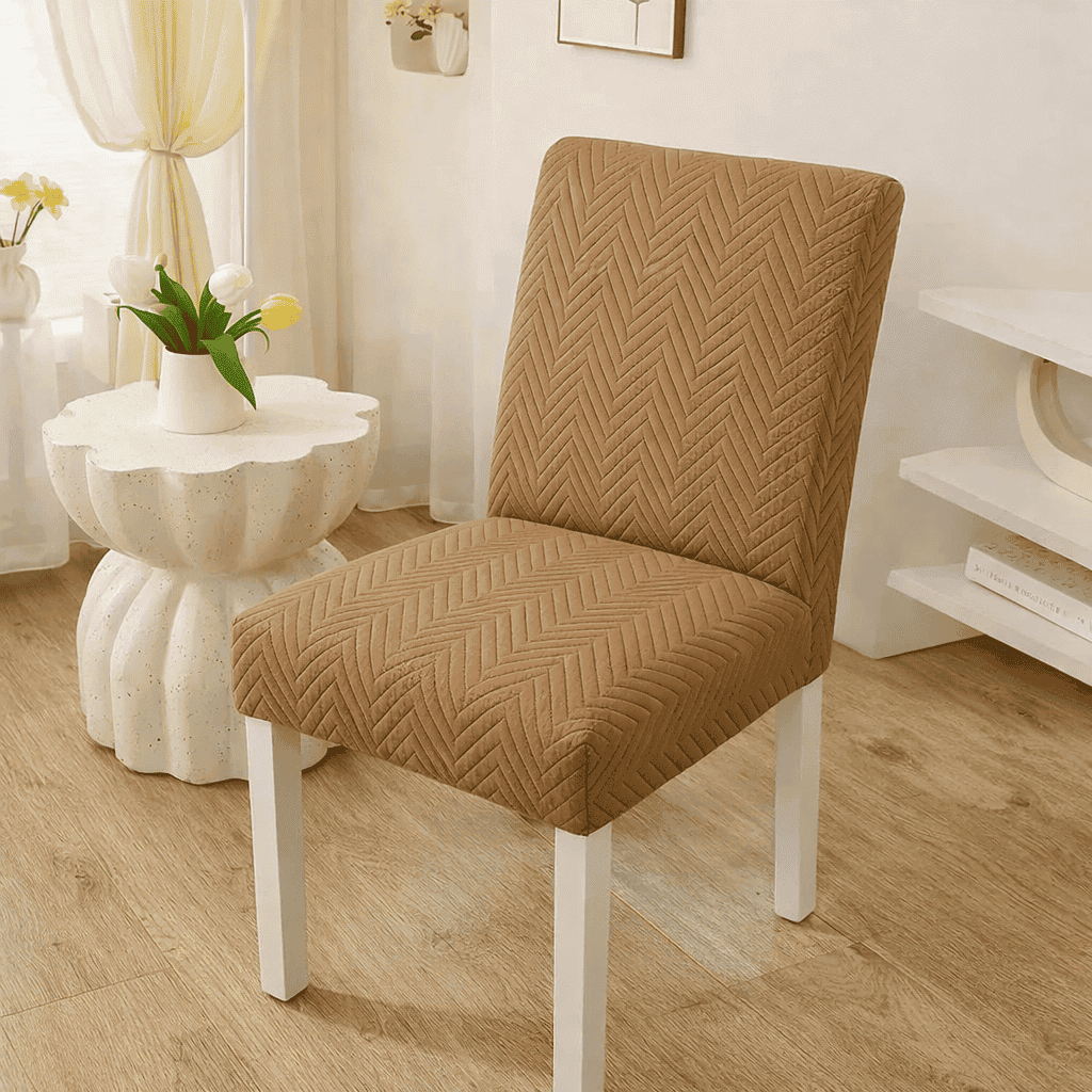 quilted chair cover -light brown