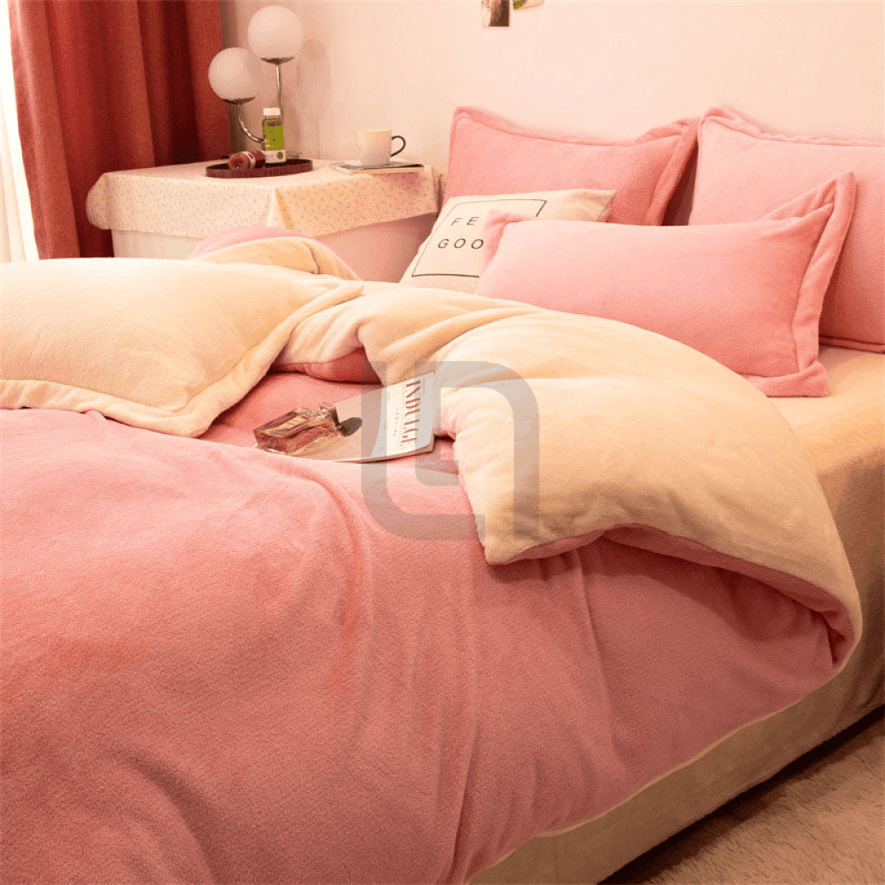 Reversible Duvet Cover - Coral & Beige