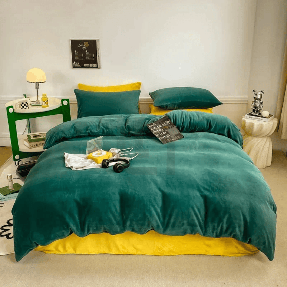 Reversible Duvet Cover - Green Yellow