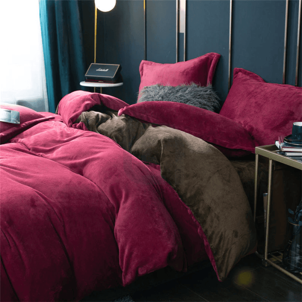 Reversible Duvet Cover - Maroon Brown