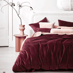 Reversible Duvet Cover - Maroon Light Pink