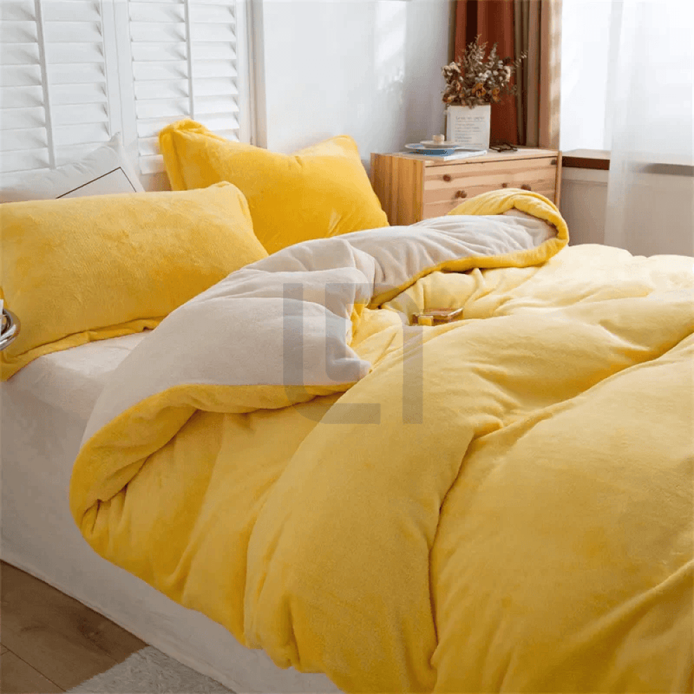 Reversible Duvet Cover - Yellow Grey