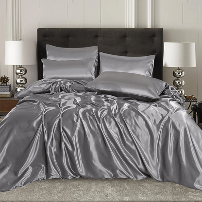 Silk Duvet Cover Set - Grey