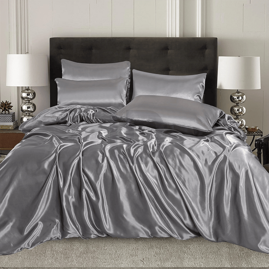 Silk Duvet Cover Set - Grey