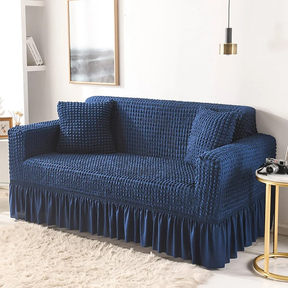 Turkish Style Bubble Sofa Cover - Blue